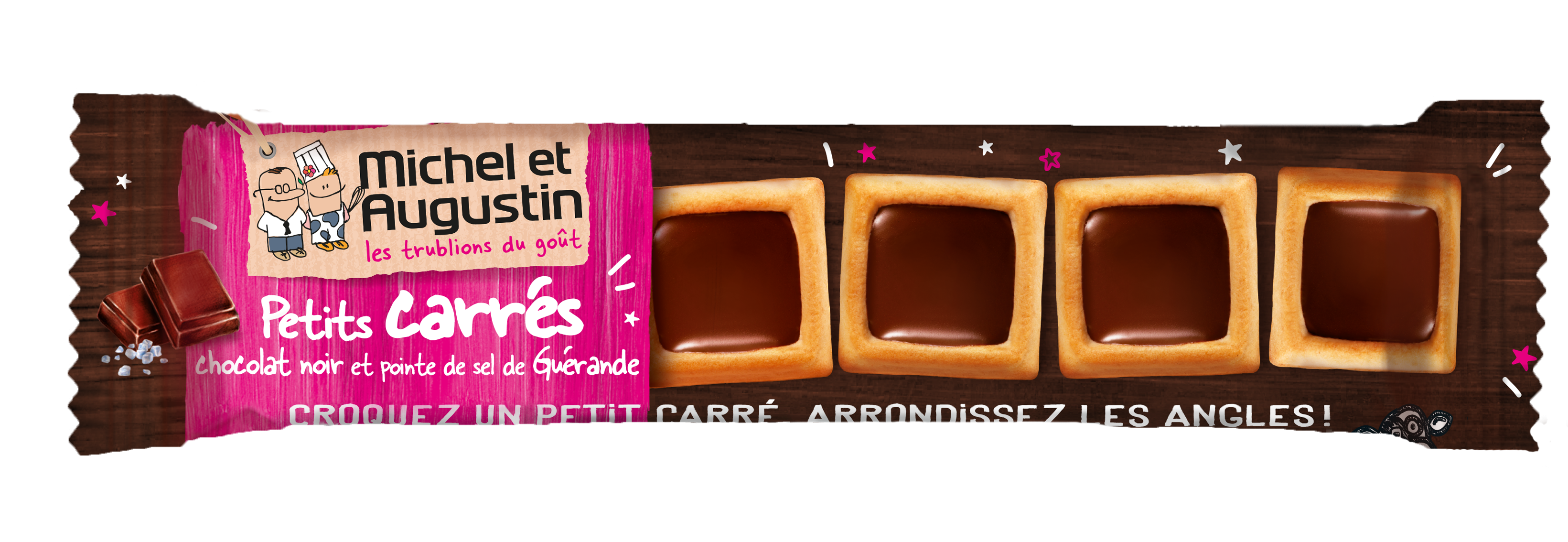 4 petits carrés Chocolat noir / Pointe de sel - Michel et Augustin