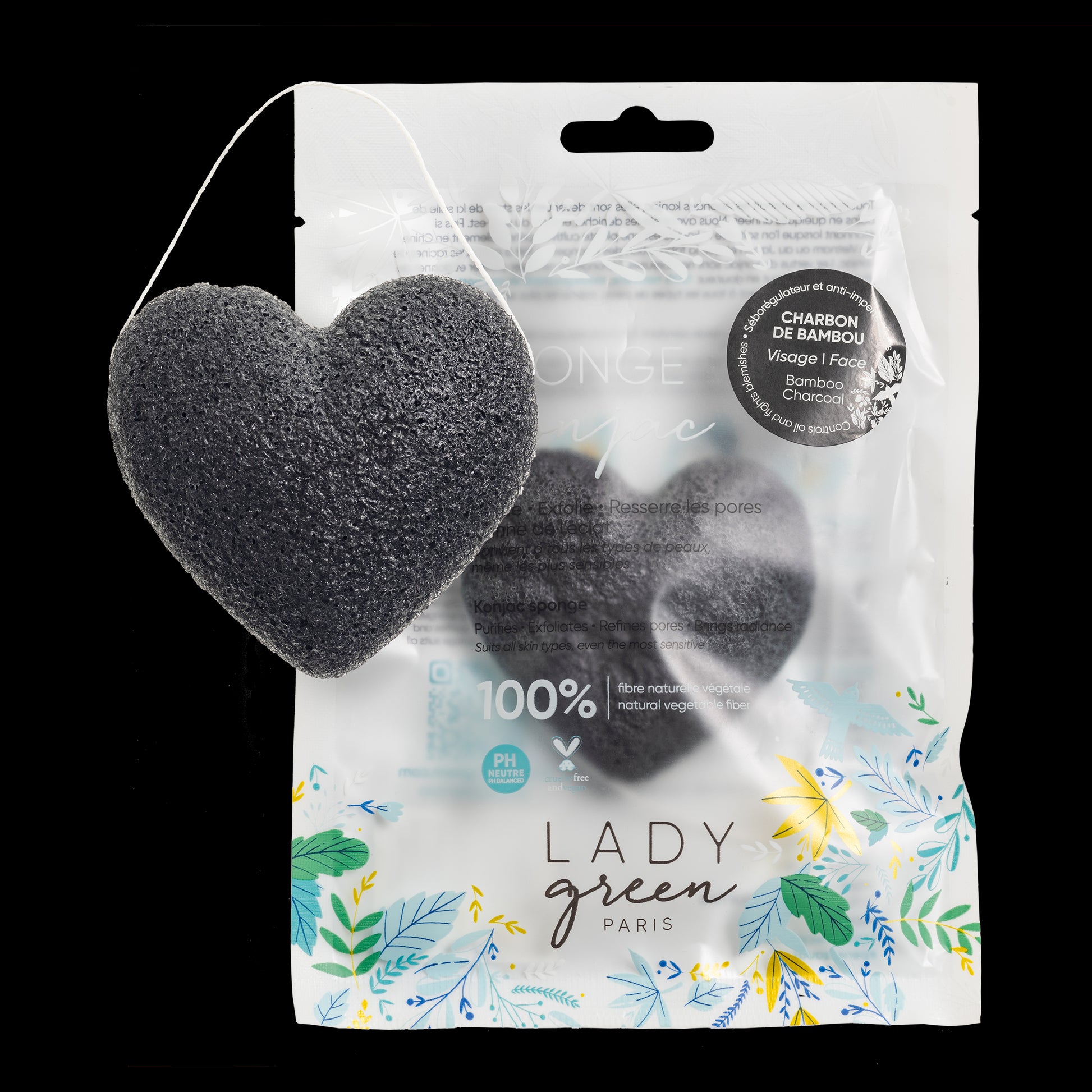 Eponges konjac charbon