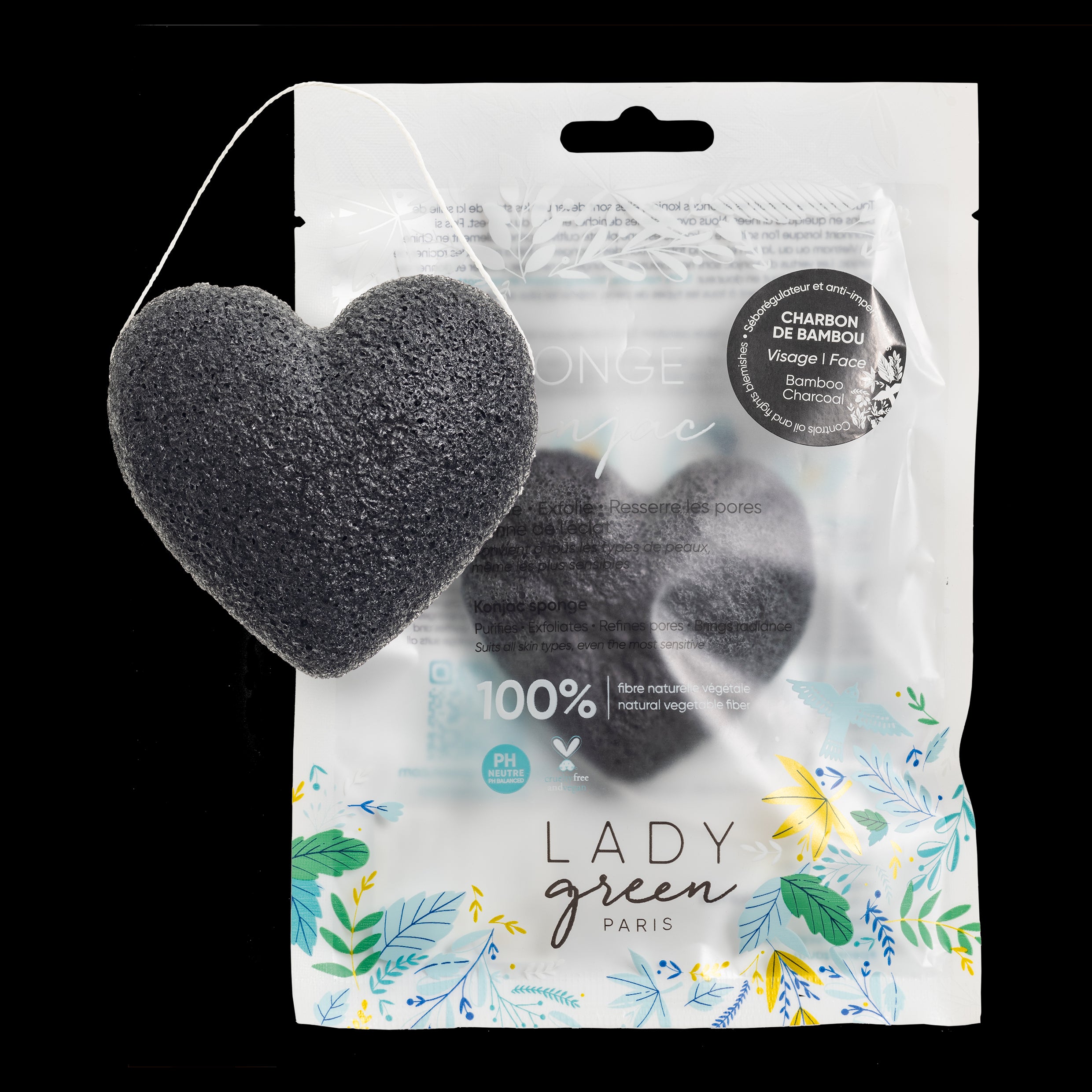 Eponges konjac charbon