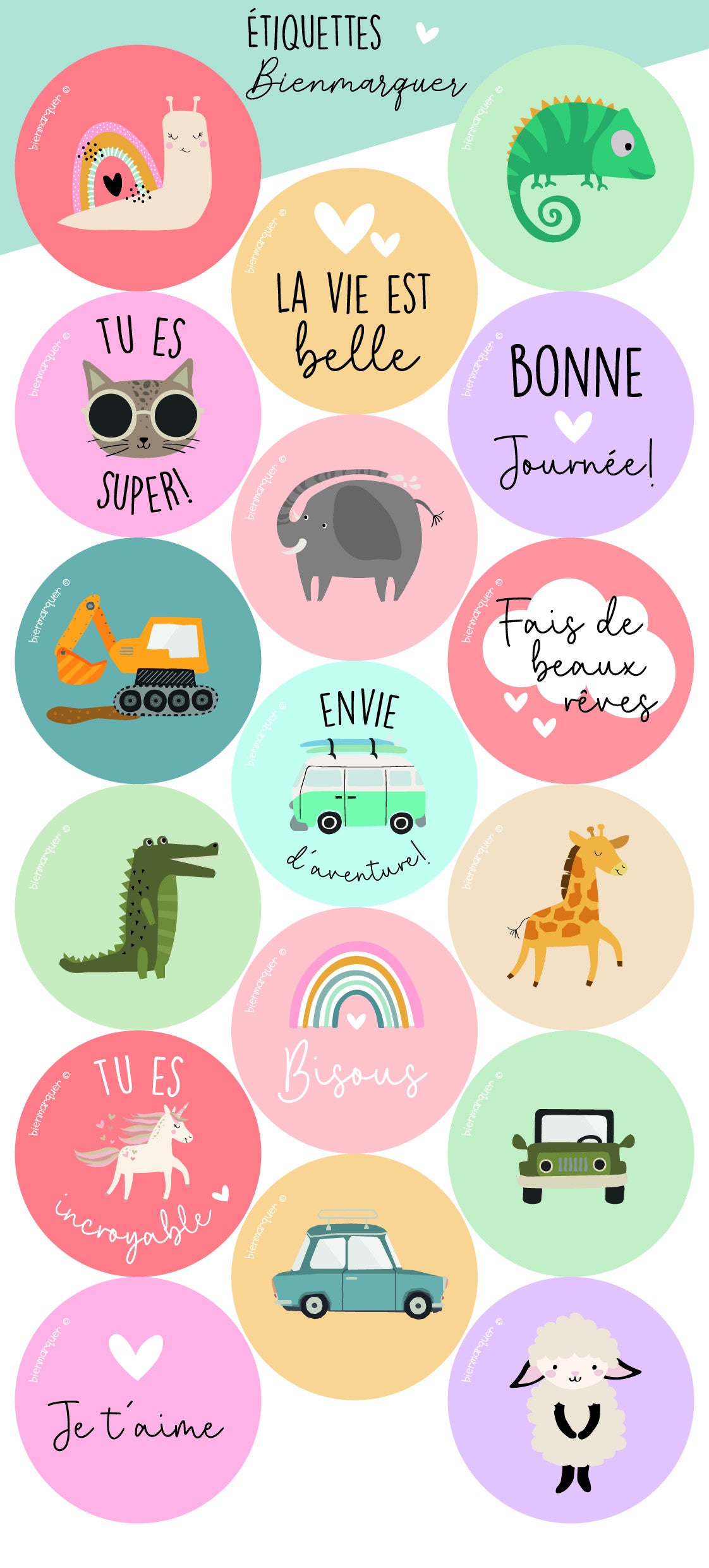 Planche d'étiquettes