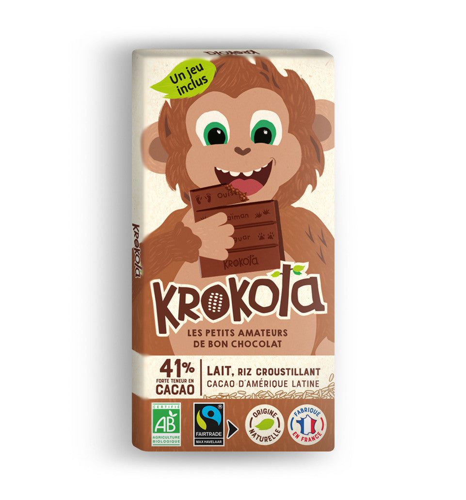 Chocolat au lait 41% céréales croustillantes – Bio