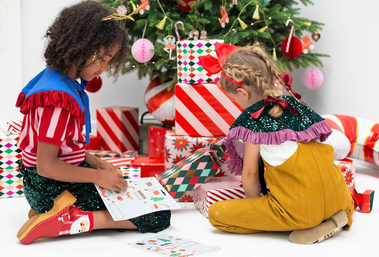 Étiquettes autocollantes pour cadeaux de Noël Forêt d'hiver x 24