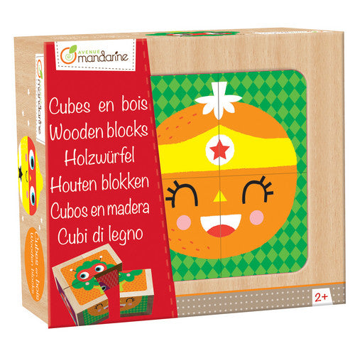 Cubes en bois, Super Héros Fruits et Légumes