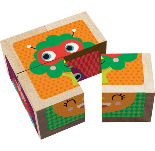 Cubes en bois, Super Héros Fruits et Légumes