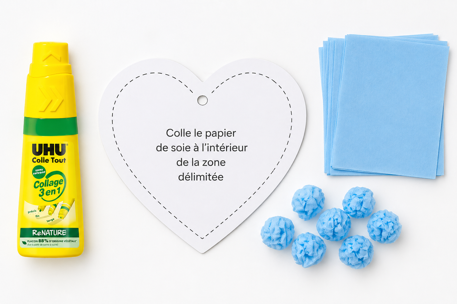 Cœur en papier de soie – Kit créatif Fête des Mères