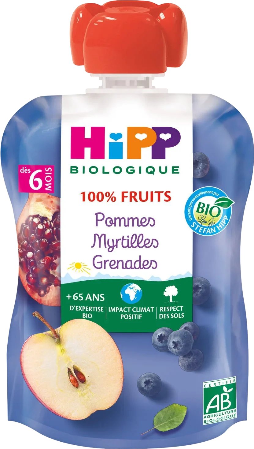 Gourde Pommes – Myrtilles – Grenades (90g)