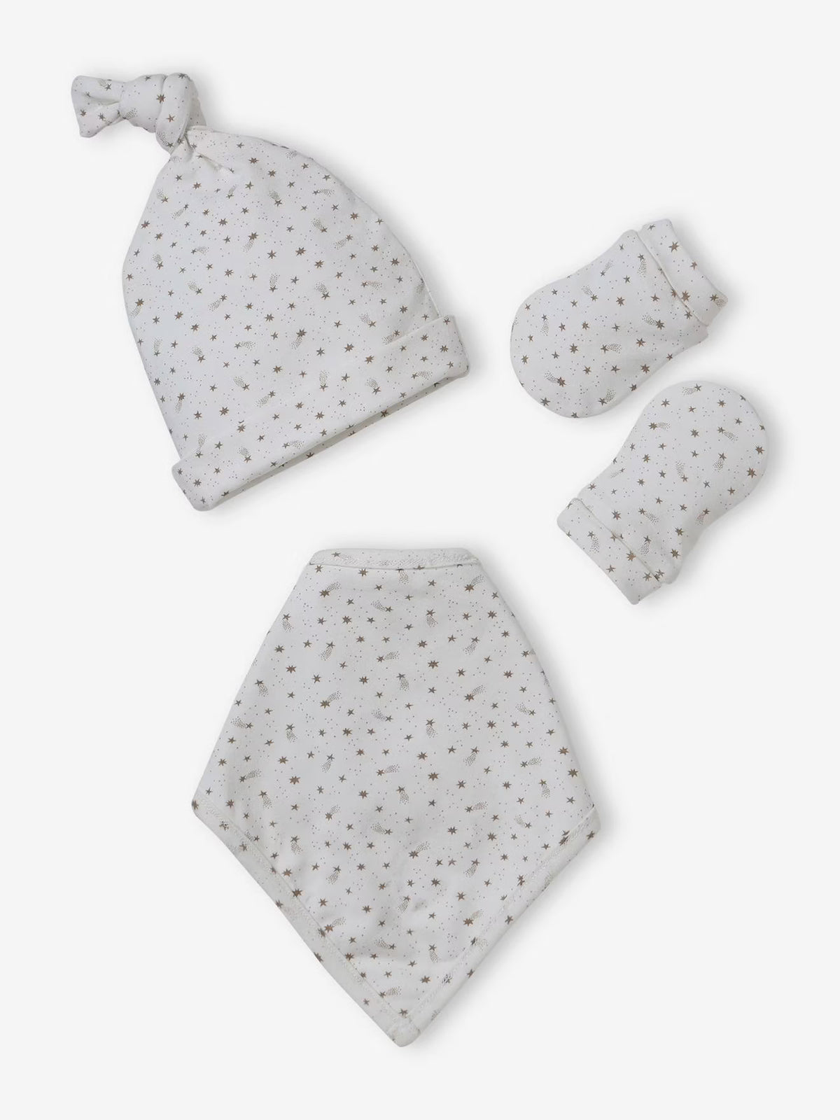 Ensemble 4 pièces : bonnet + moufles + foulard + sac bébé